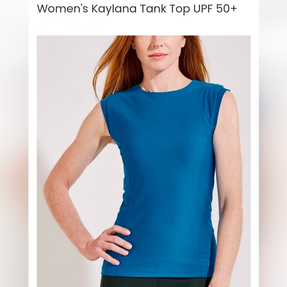 💙 Coolibar Kaylana Tank Top UPF 50+, Size Small in blue 💙 - Picture 3 of 12